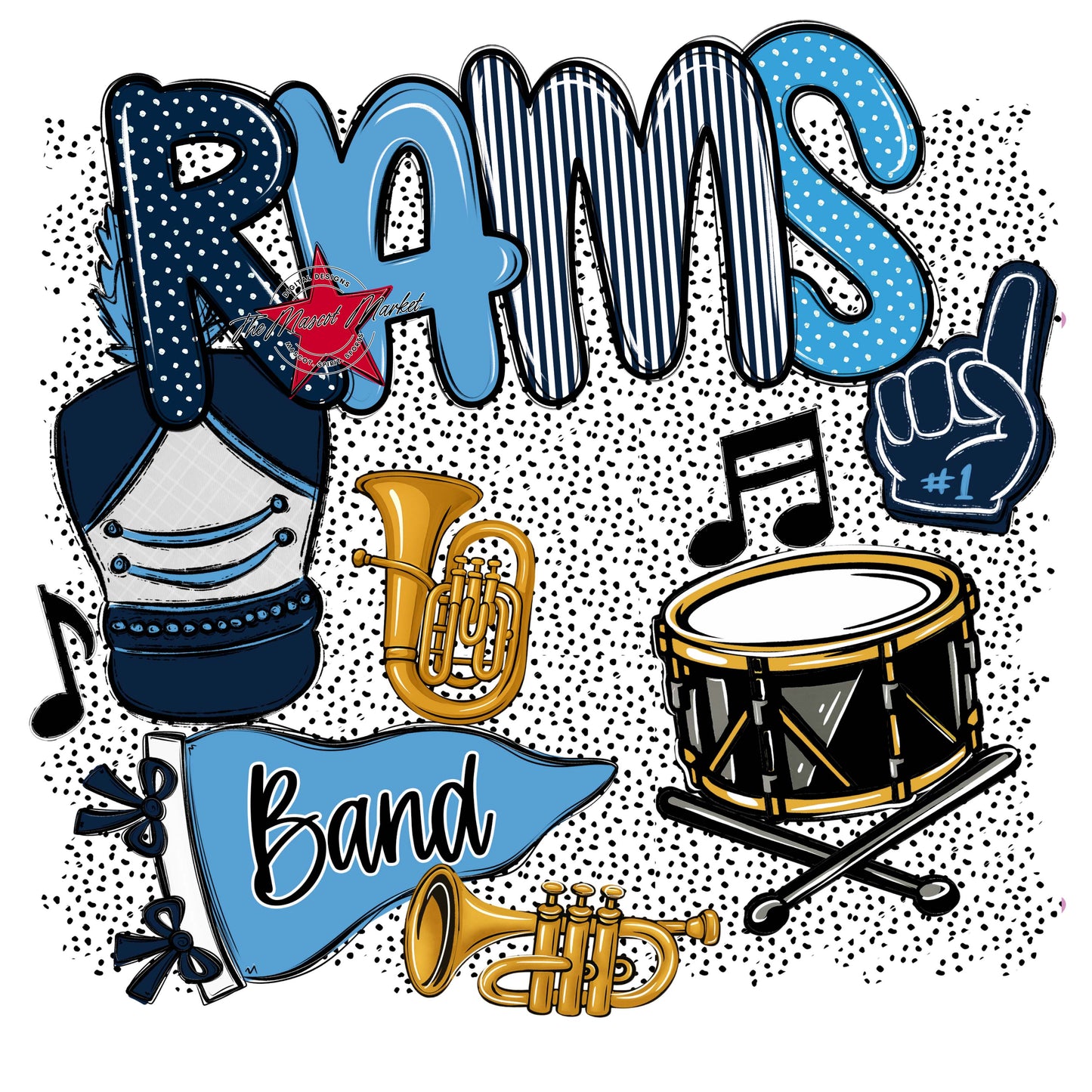 Rams Band Spirit-Navy & Carolina Blue