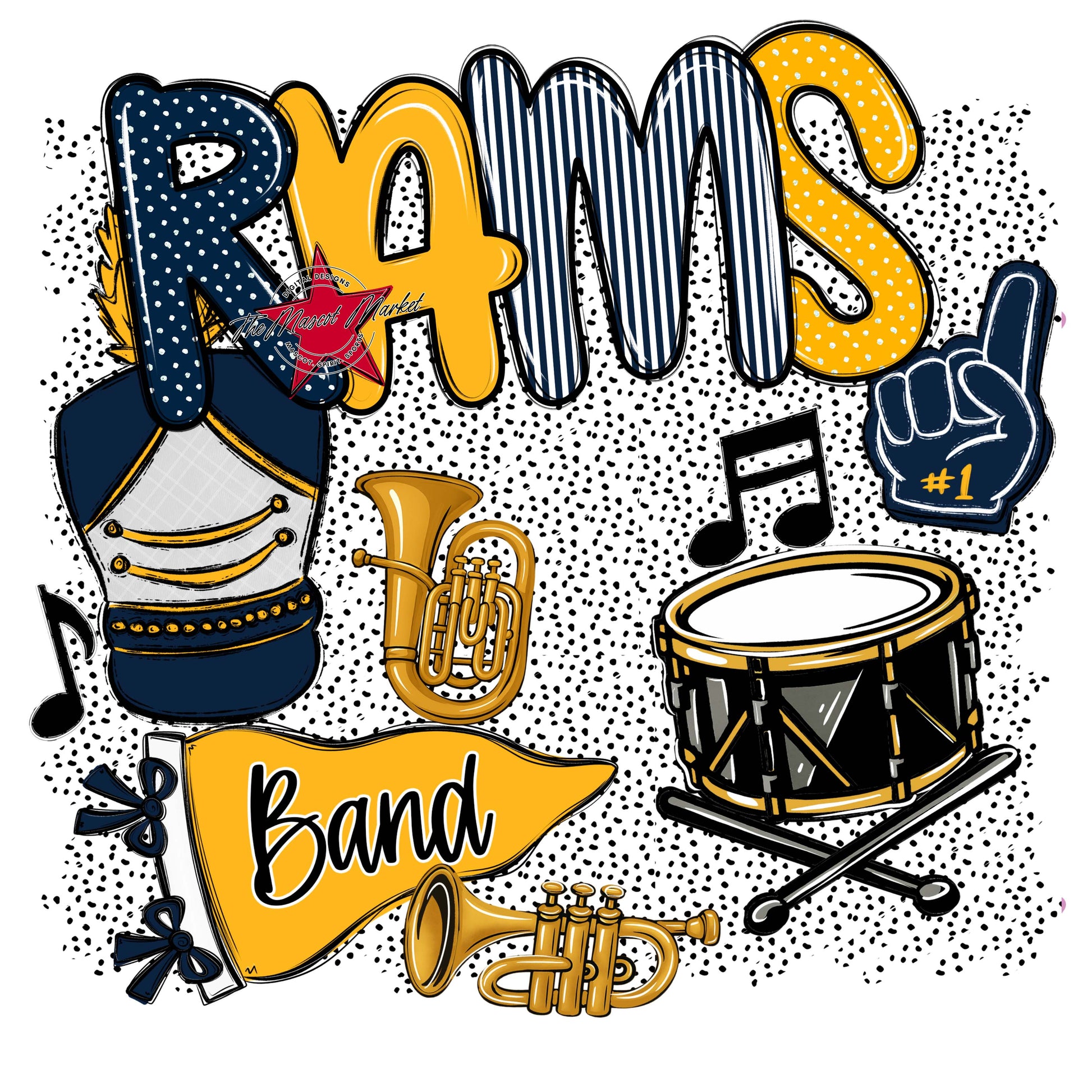 Rams Band Spirit-Navy & Yellow