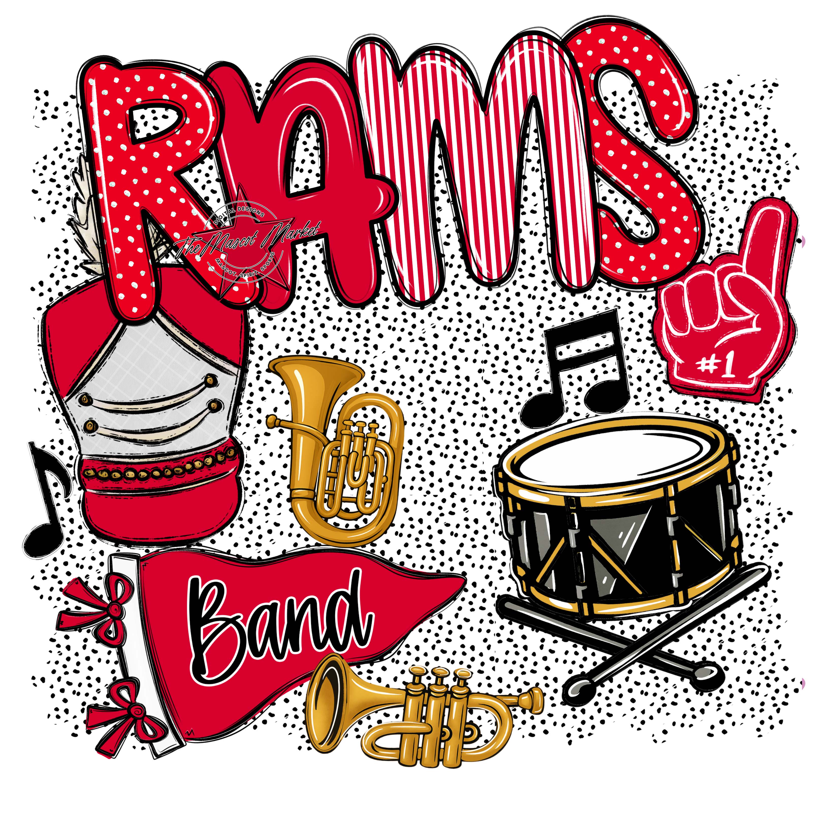 Rams Band Spirit-Red – The Mascot Market
