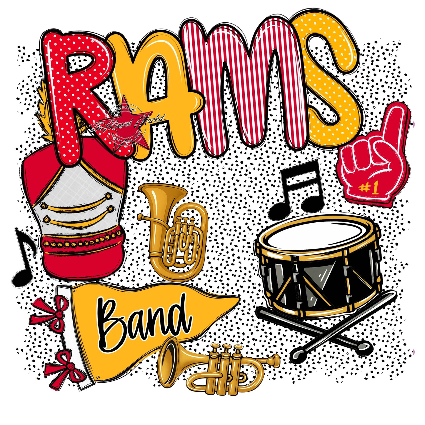 Rams Band Spirit-Red & Yellow