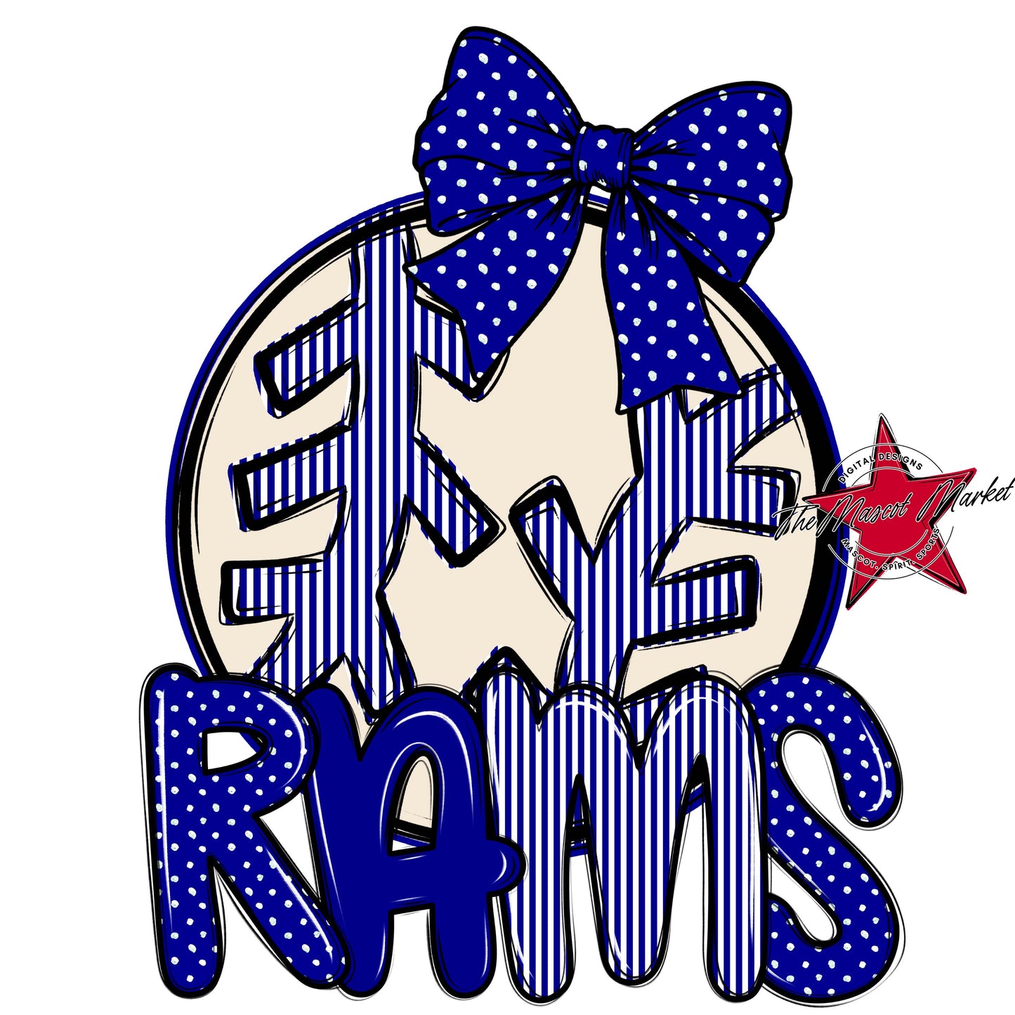 Rams Baseball-Softball Spirit Design-Blue