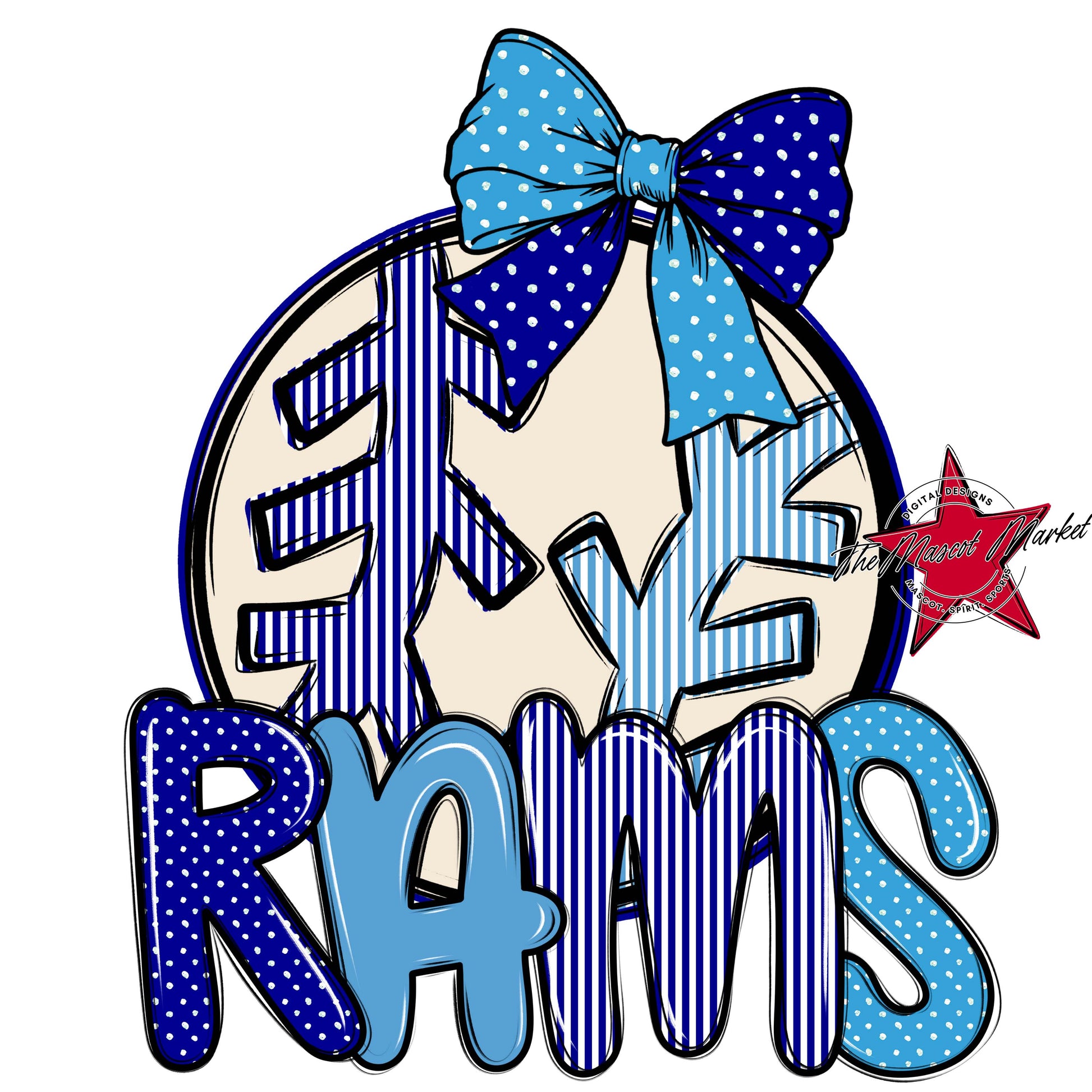 Rams Baseball-Softball Spirit Design-Blue & Carolina Blue