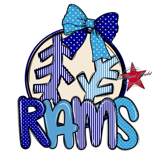 Rams Baseball-Softball Spirit Design-Blue & Carolina Blue