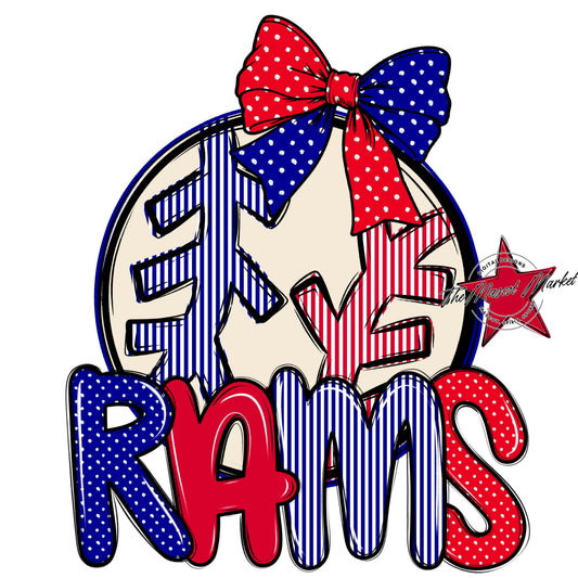 Rams Baseball-Softball Spirit Design-Blue & Red