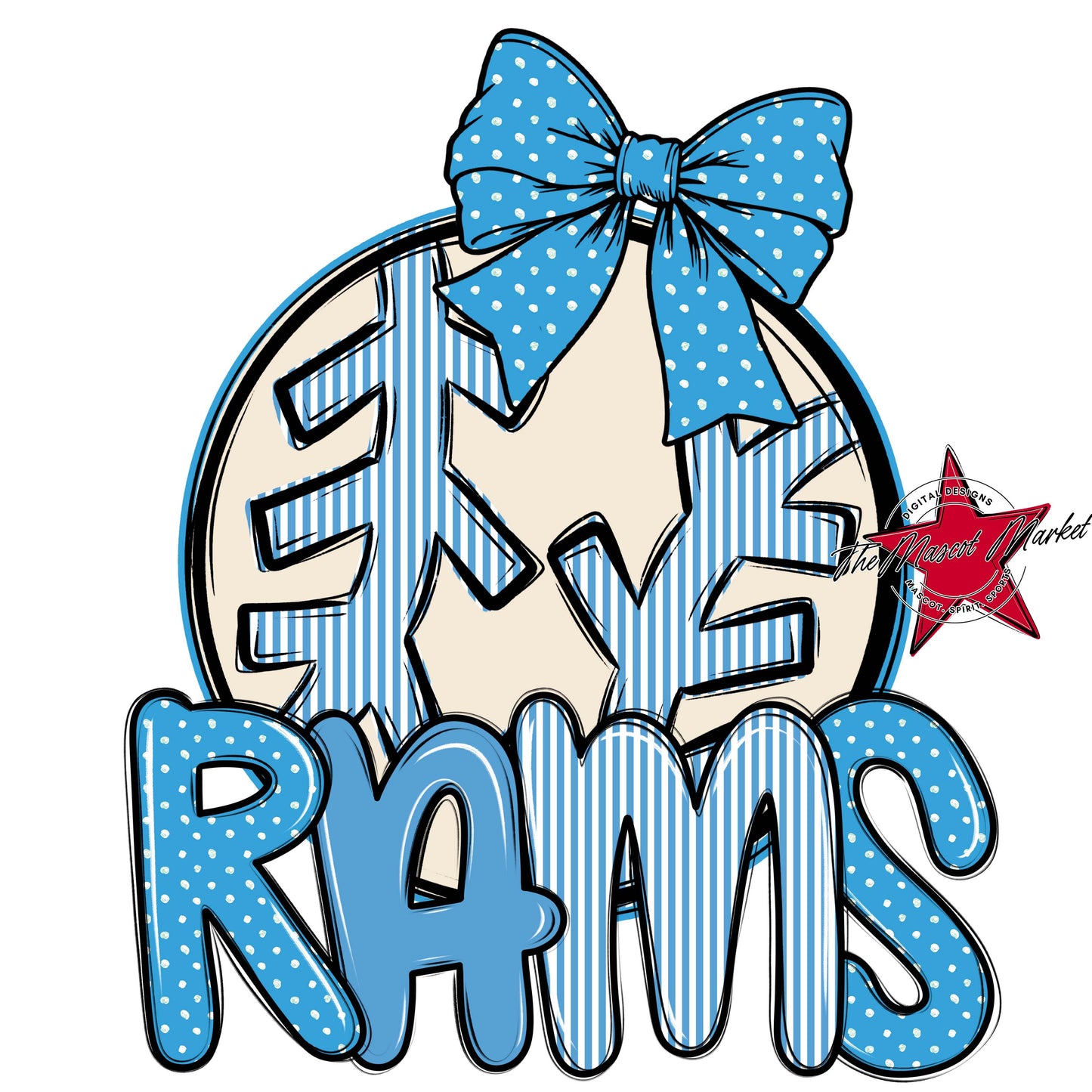 Rams Baseball-Softball Spirit Design-Carolina Blue
