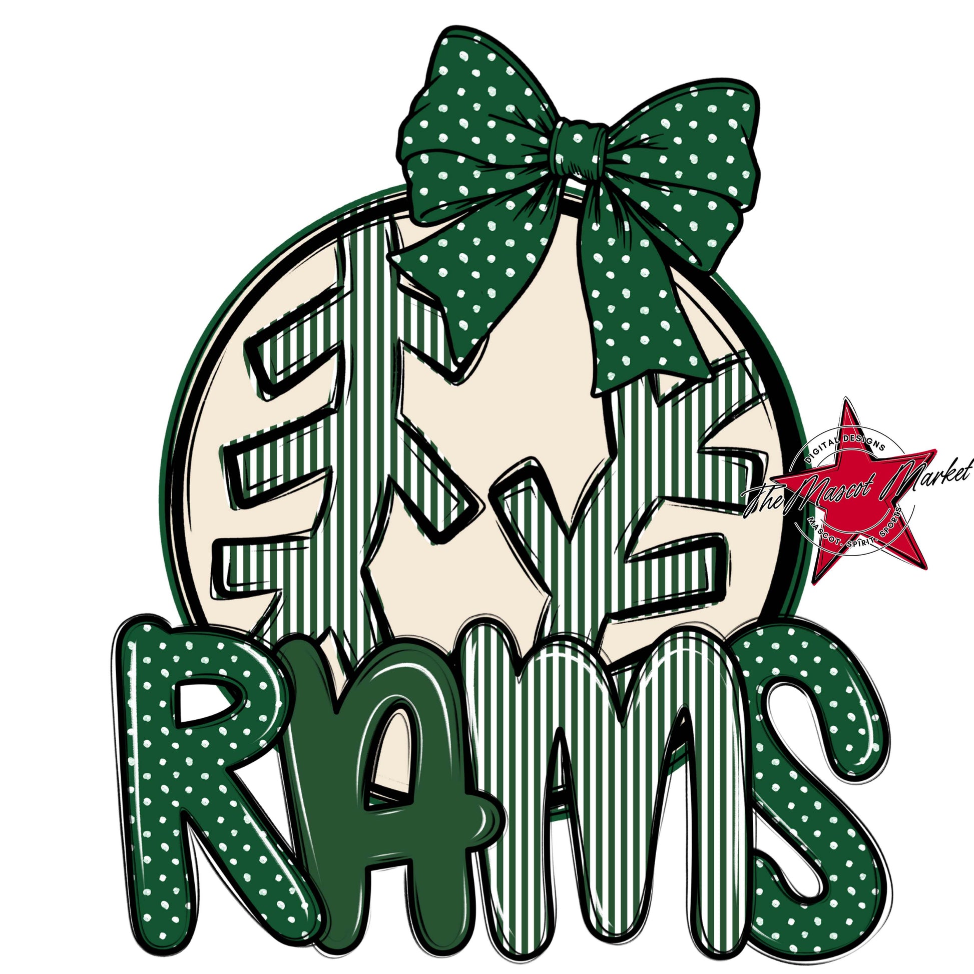 Rams Baseball-Softball Spirit Design-Green