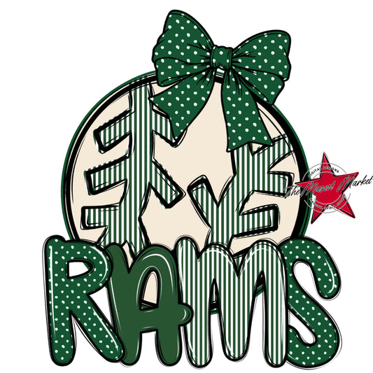 Rams Baseball-Softball Spirit Design-Green