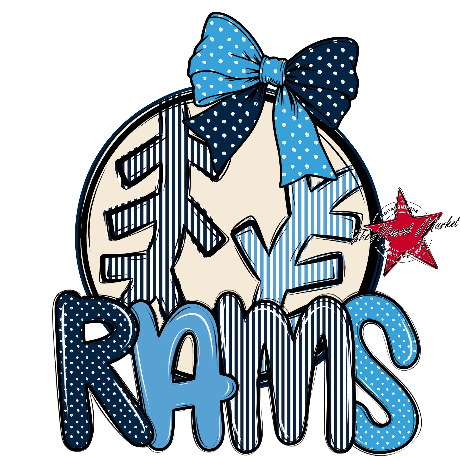 Rams Baseball-Softball Spirit Design-Navy & Carolina Blue
