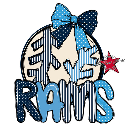 Rams Baseball-Softball Spirit Design-Navy & Carolina Blue