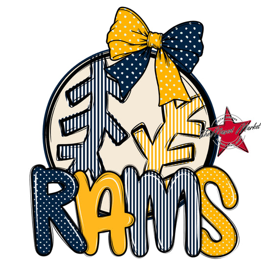 Rams Baseball-Softball Spirit Design-Navy & Yellow
