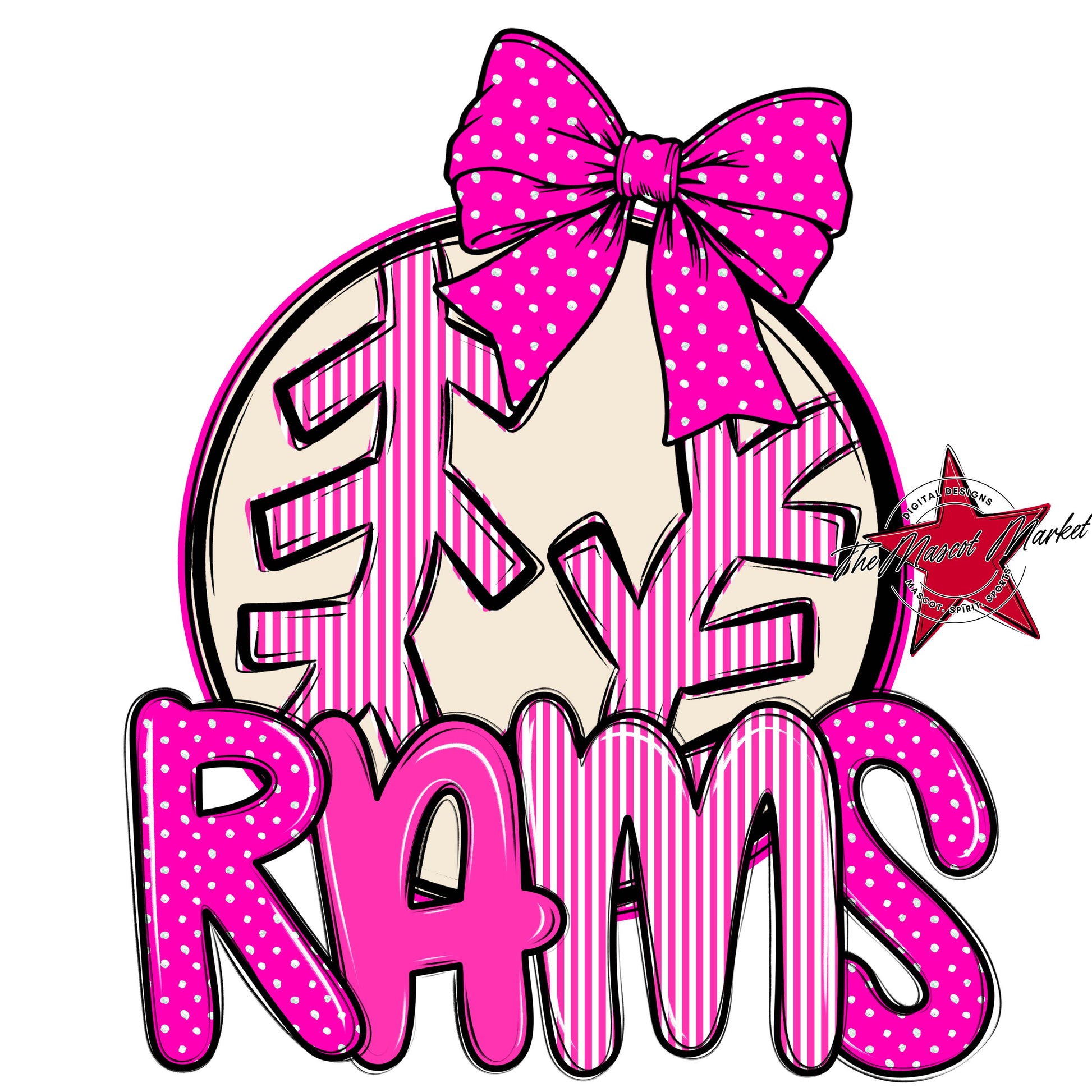 Rams Baseball-Softball Spirit Design-Pink