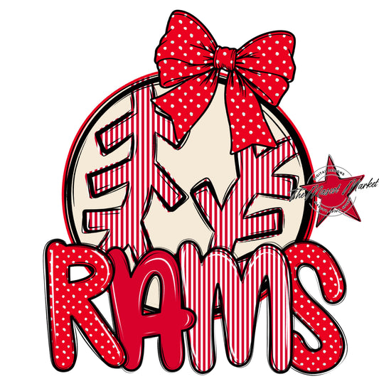 Rams Baseball-Softball Spirit Design-Red