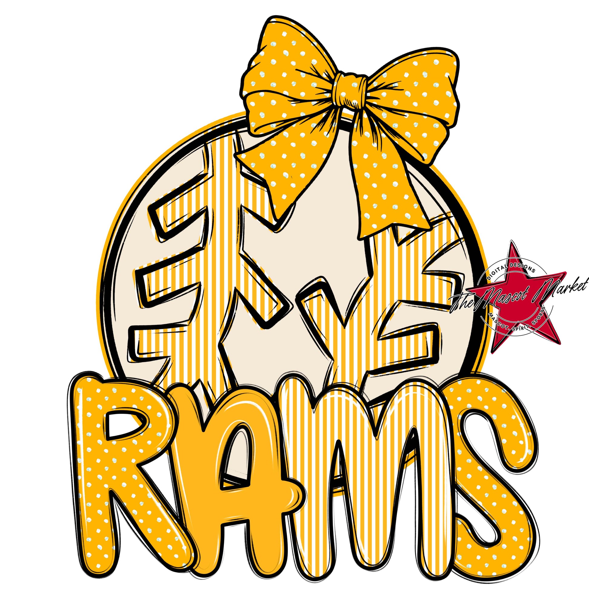 Rams Baseball-Softball Spirit Design-Yellow