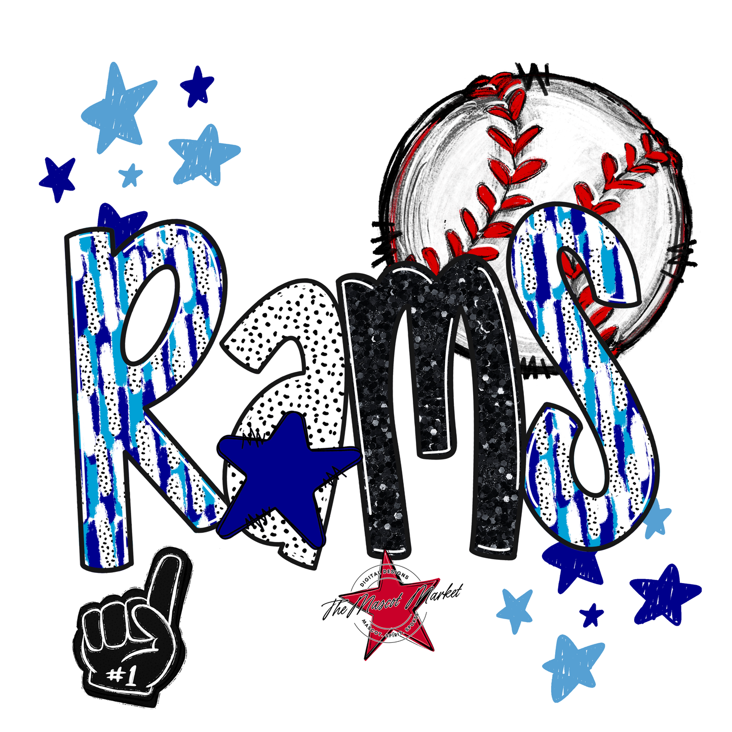 Rams Baseball Scrape-Blue-Carolina Blue