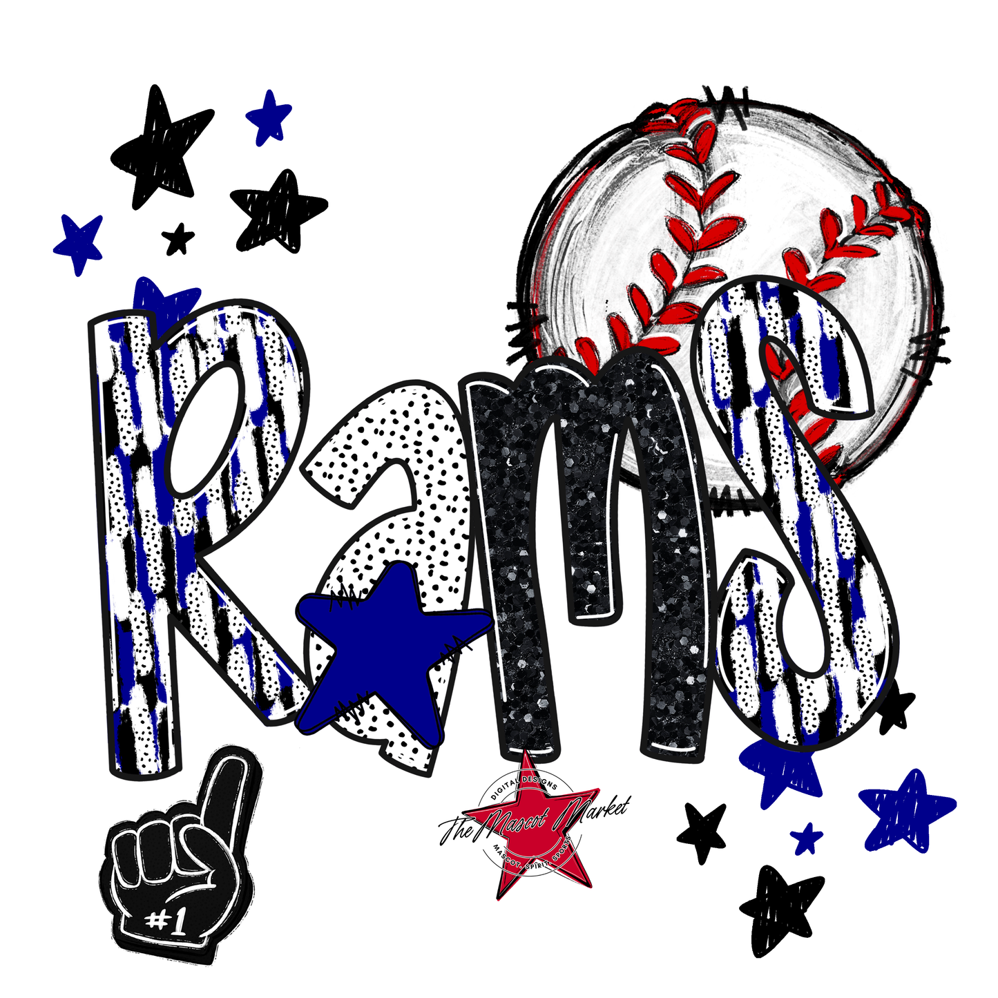 Rams Baseball Scrape-Blue