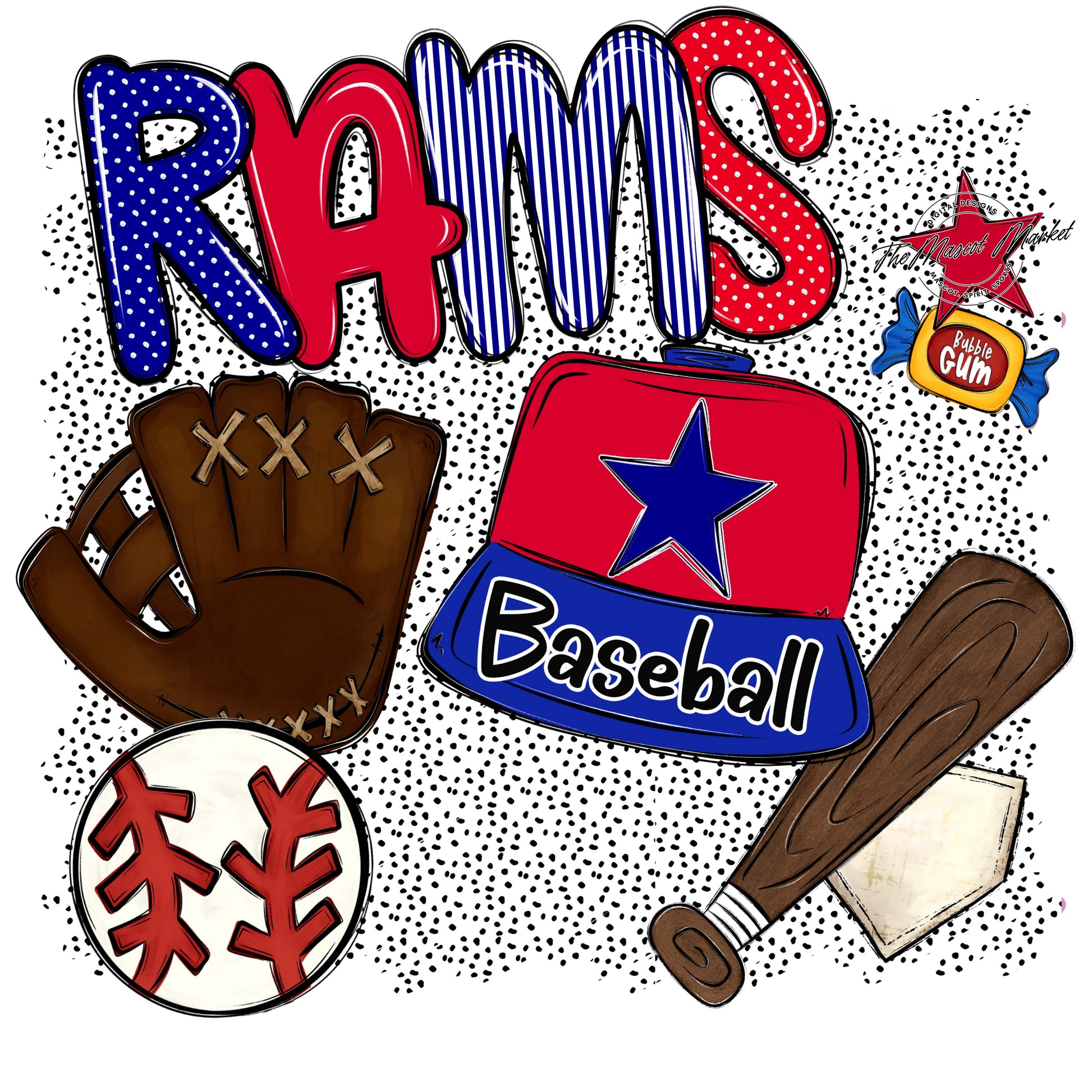 Rams Baseball Spirit-Blue & Red