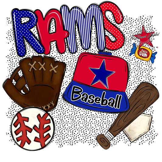 Rams Baseball Spirit-Blue & Red