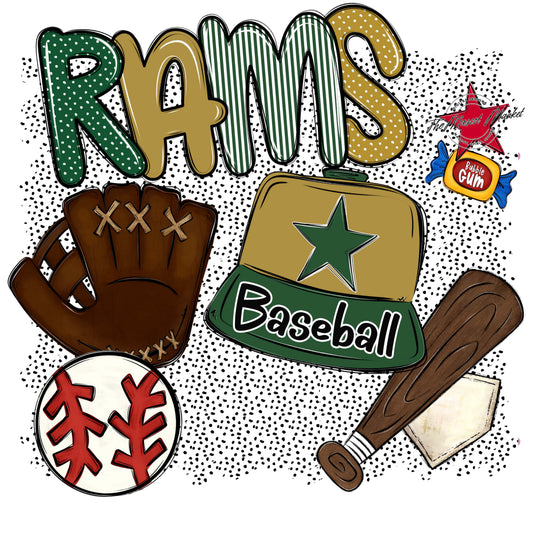 Rams Baseball Spirit-Green & Gold