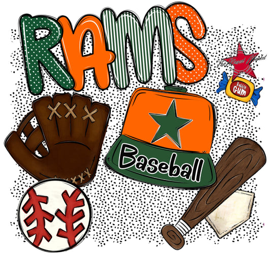 Rams Baseball Spirit-Green & Orange