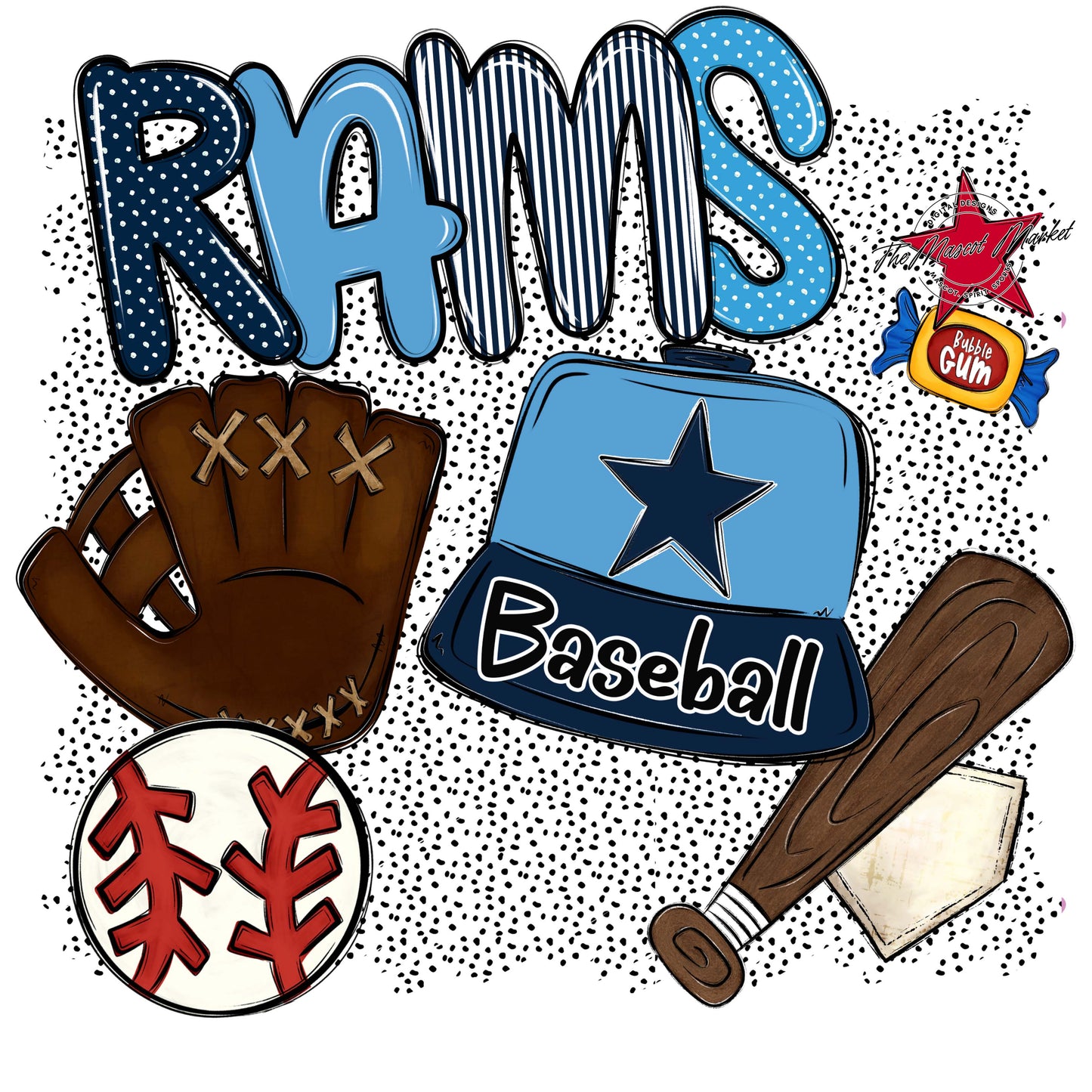 Rams Baseball Spirit-Navy & Carolina Blue
