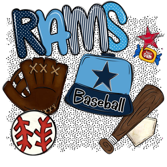 Rams Baseball Spirit-Navy & Carolina Blue