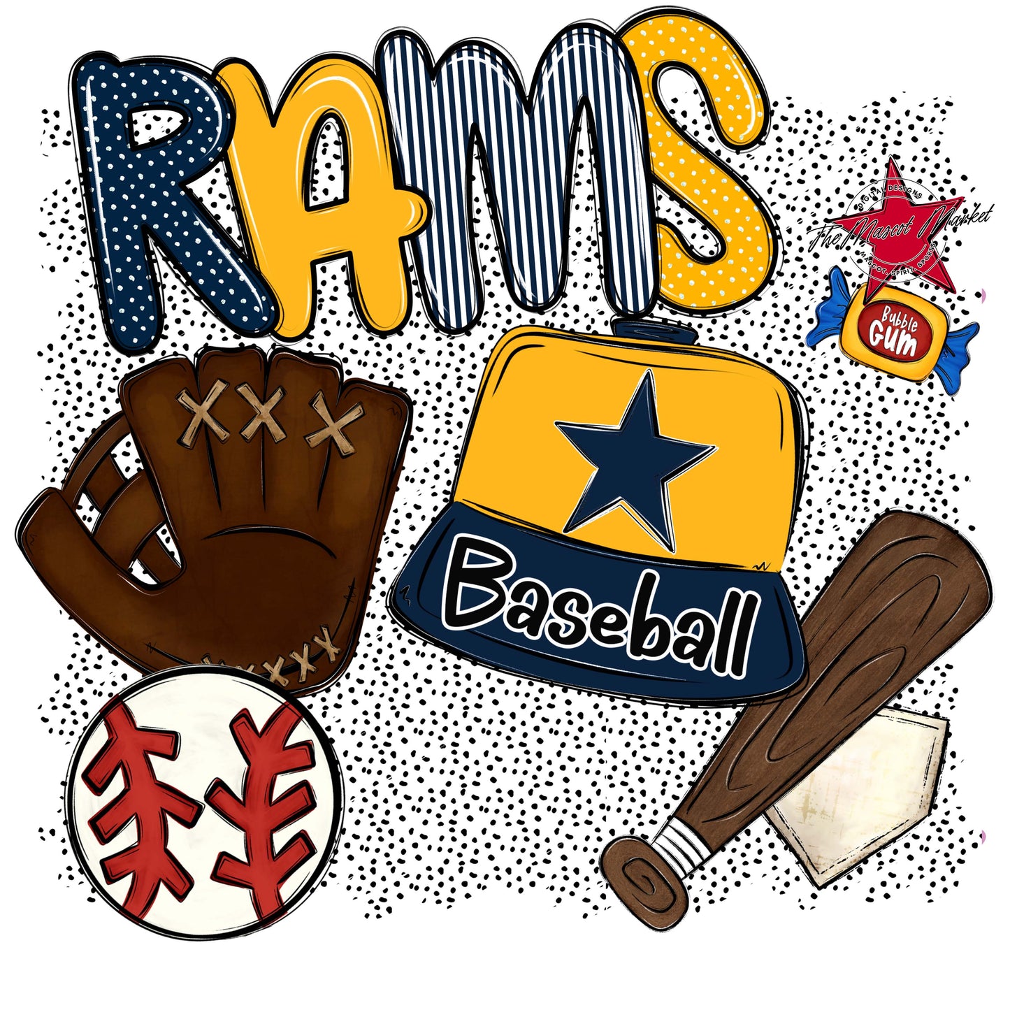 Rams Baseball Spirit-Navy & Yellow