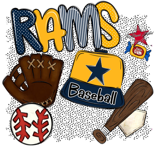 Rams Baseball Spirit-Navy & Yellow