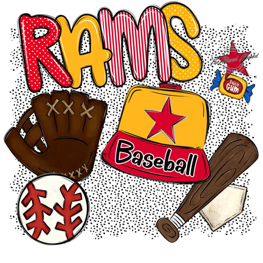 Rams Baseball Spirit-Red & Yellow