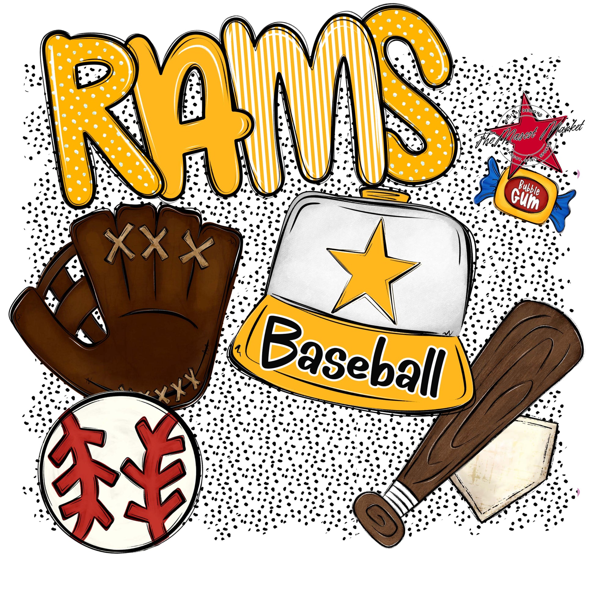 Rams Baseball Spirit-Yellow