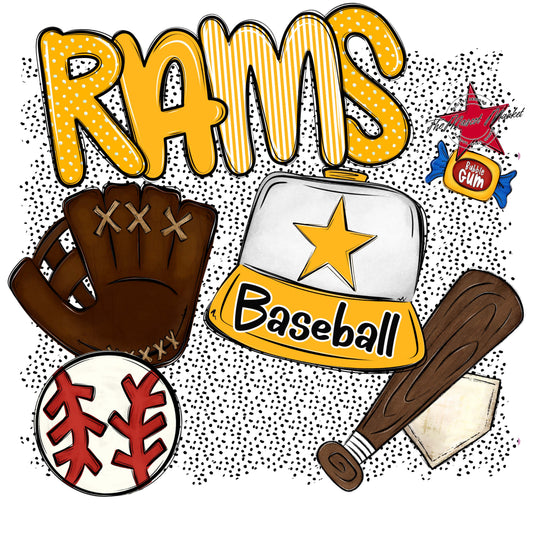 Rams Baseball Spirit-Yellow