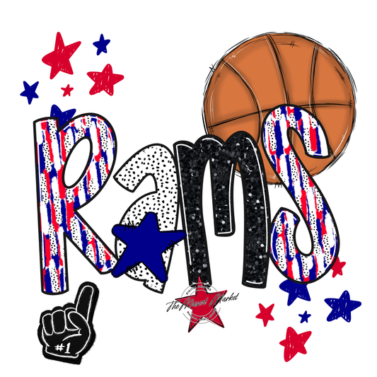 Rams Basketball Scrape-Blue-Red