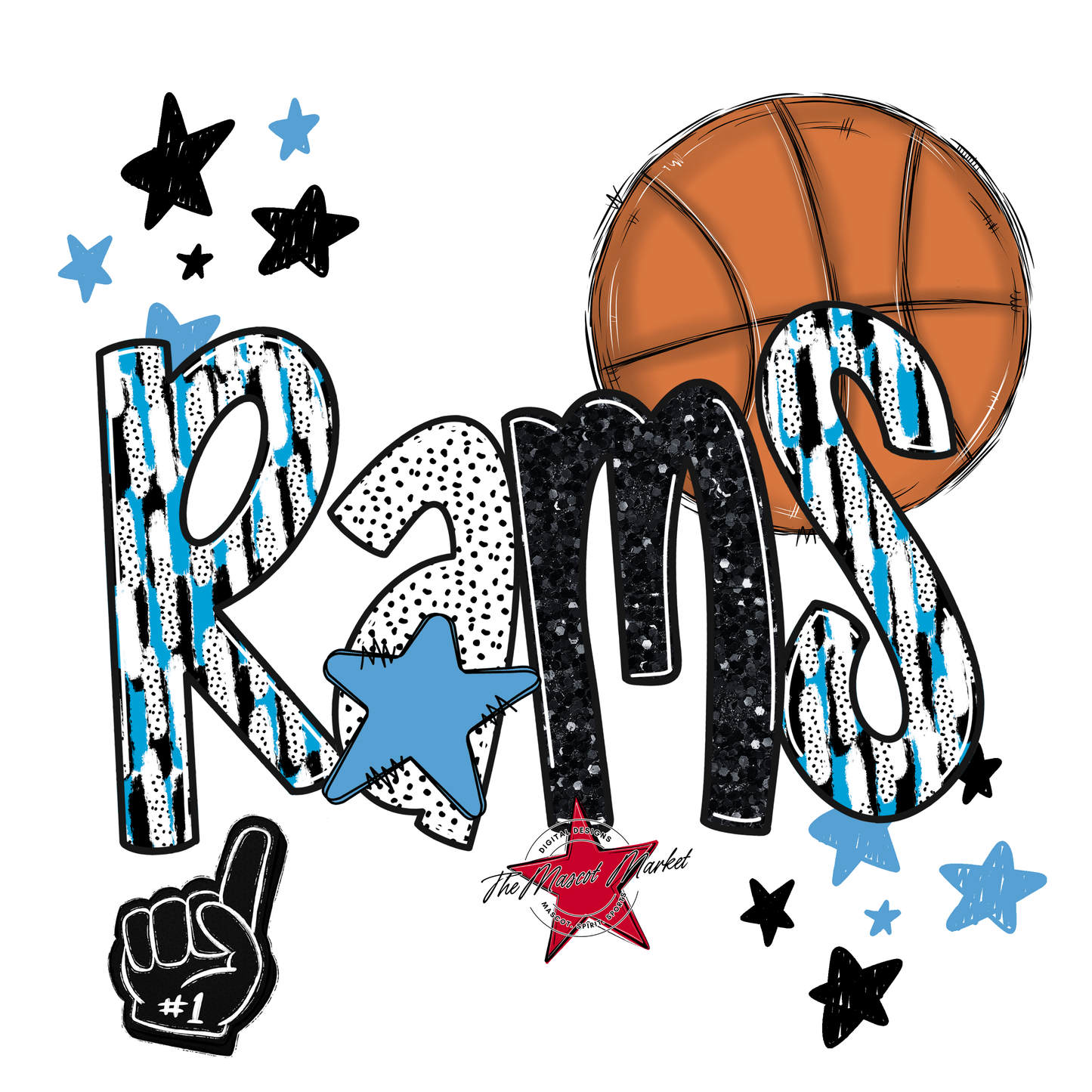 Rams Basketball Scrape-Carolina Blue