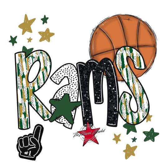 Rams Basketball Scrape-Green-Gold