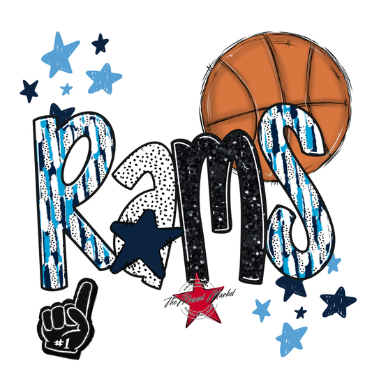 Rams Basketball Scrape-Navy-Carolina Blue