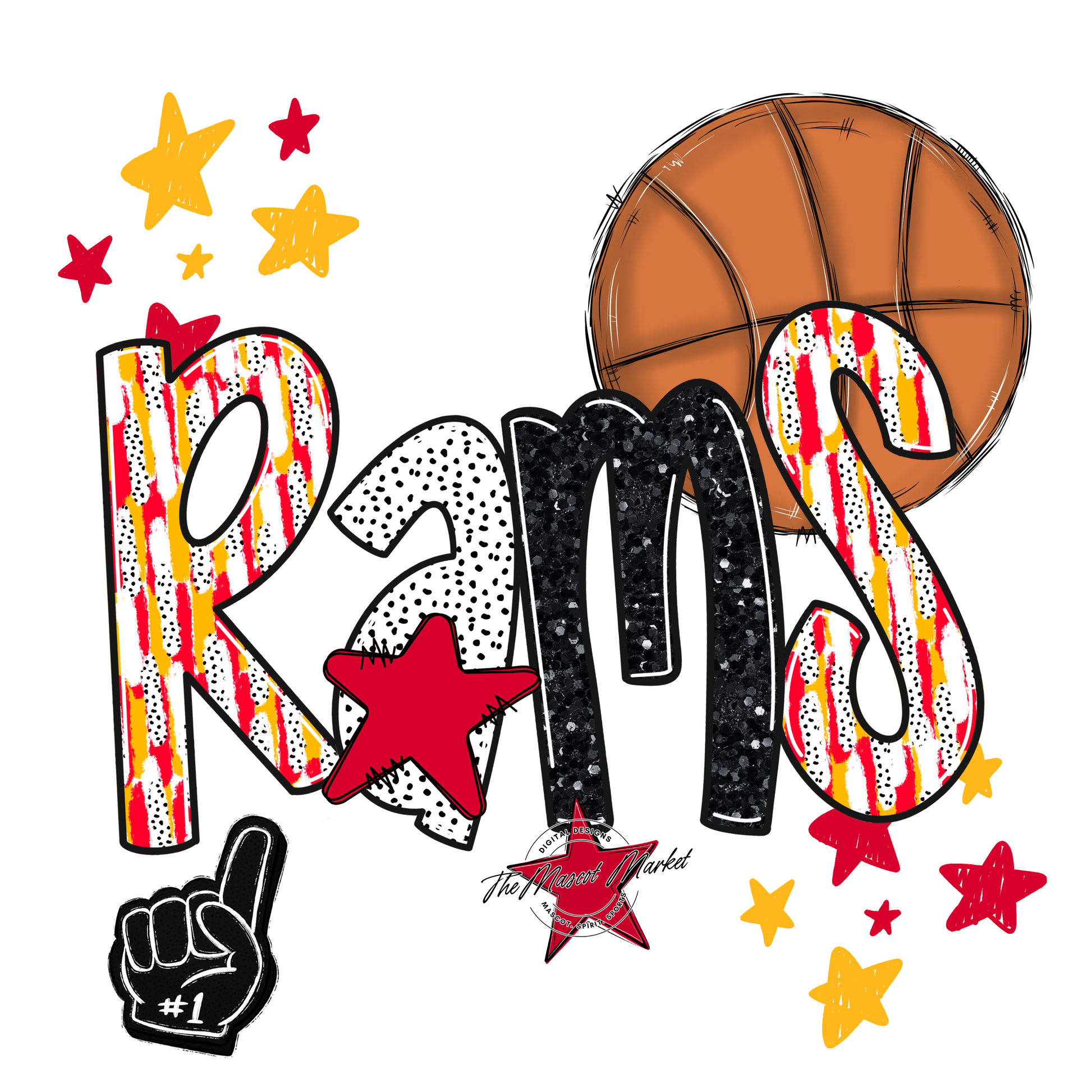 Rams Basketball Scrape-Red-Yellow