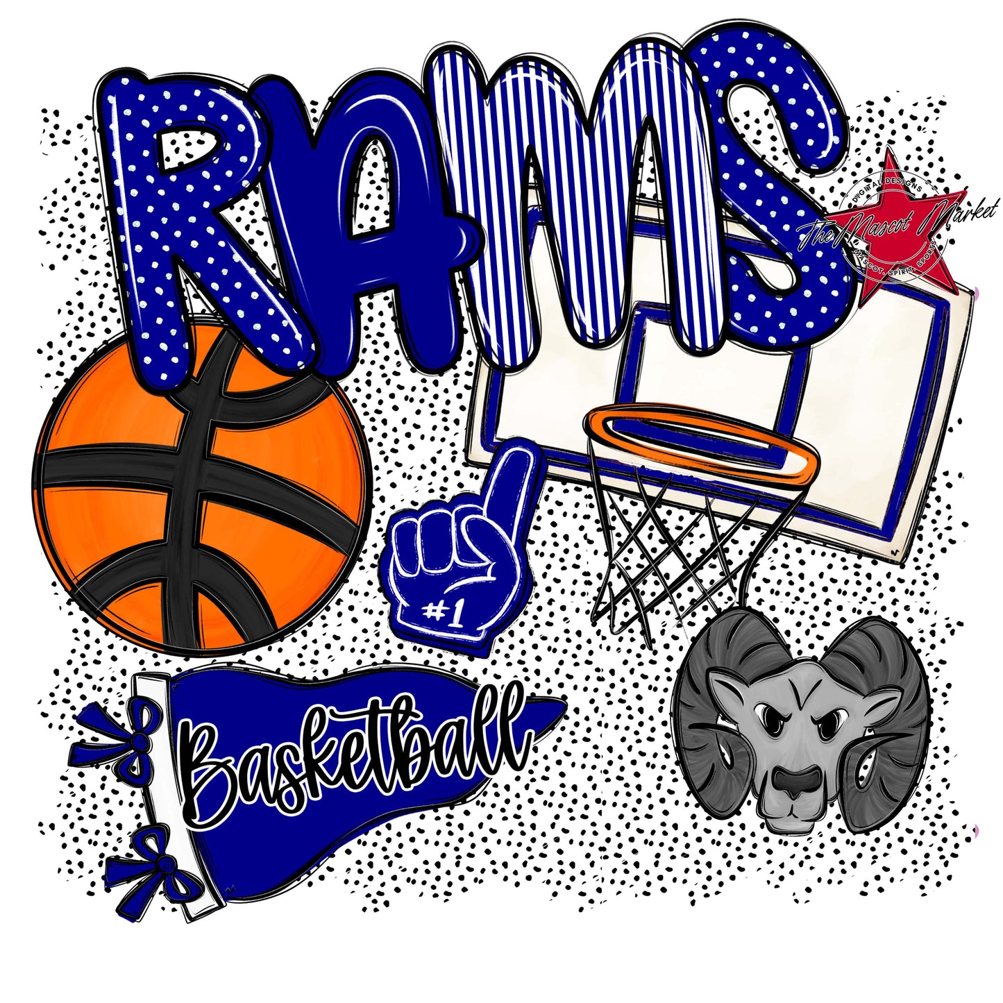 Rams Basketball Spirit-Blue