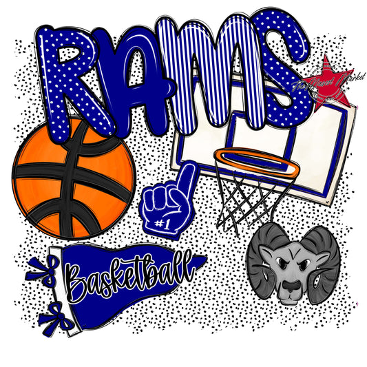 Rams Basketball Spirit-Blue