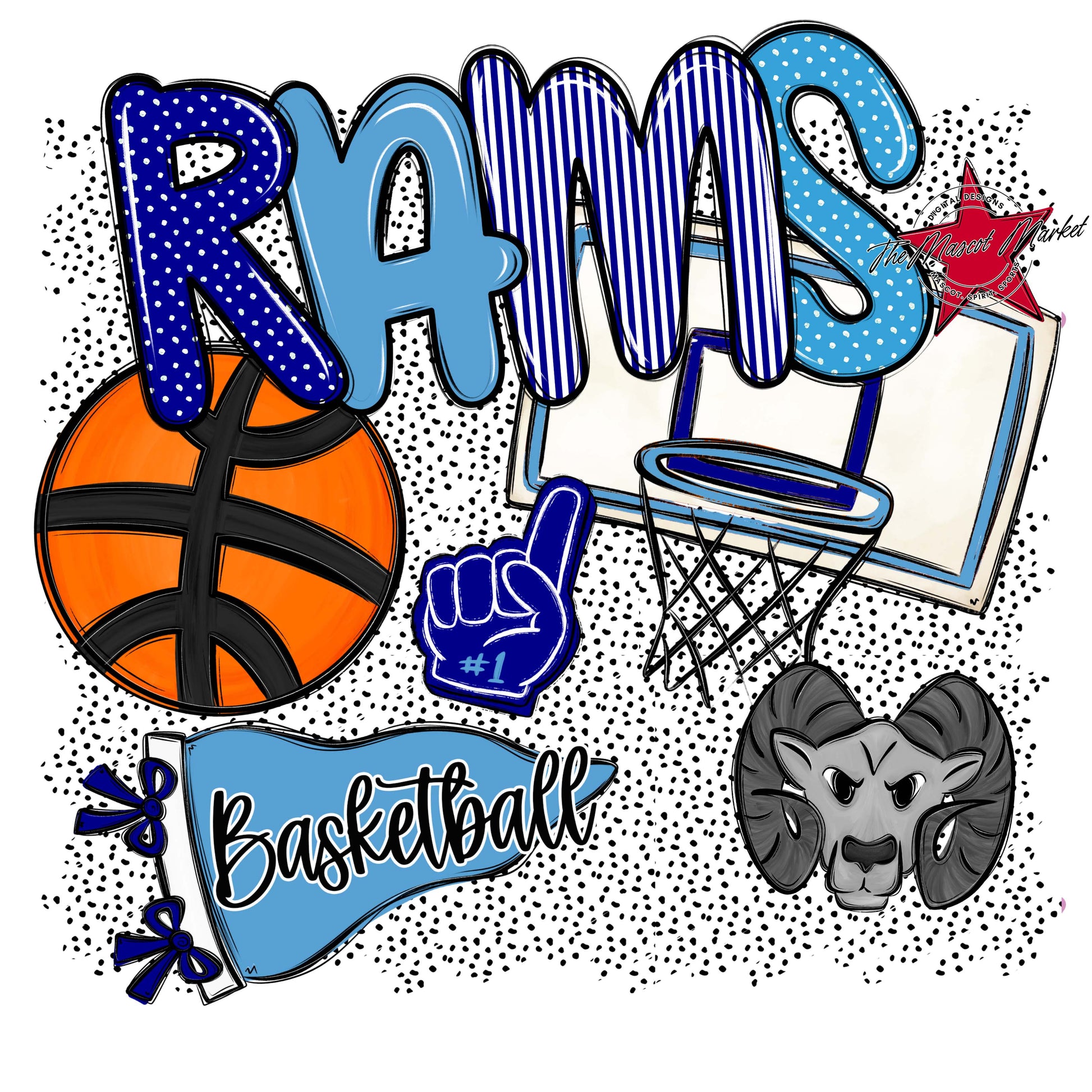 Rams Basketball Spirit-Blue & Carolina Blue