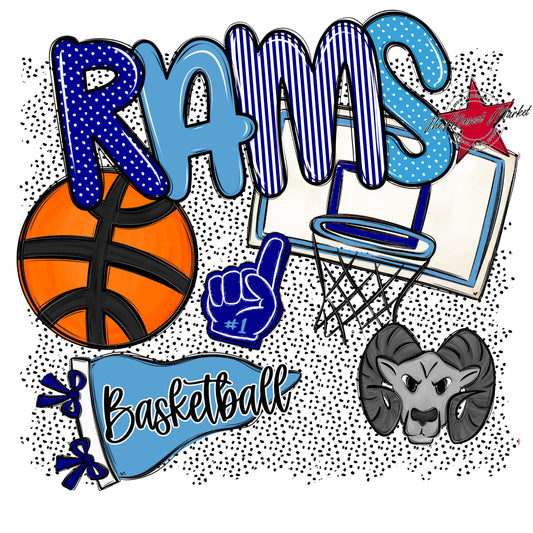 Rams Basketball Spirit-Blue & Carolina Blue