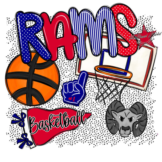 Rams Basketball Spirit-Blue & Red