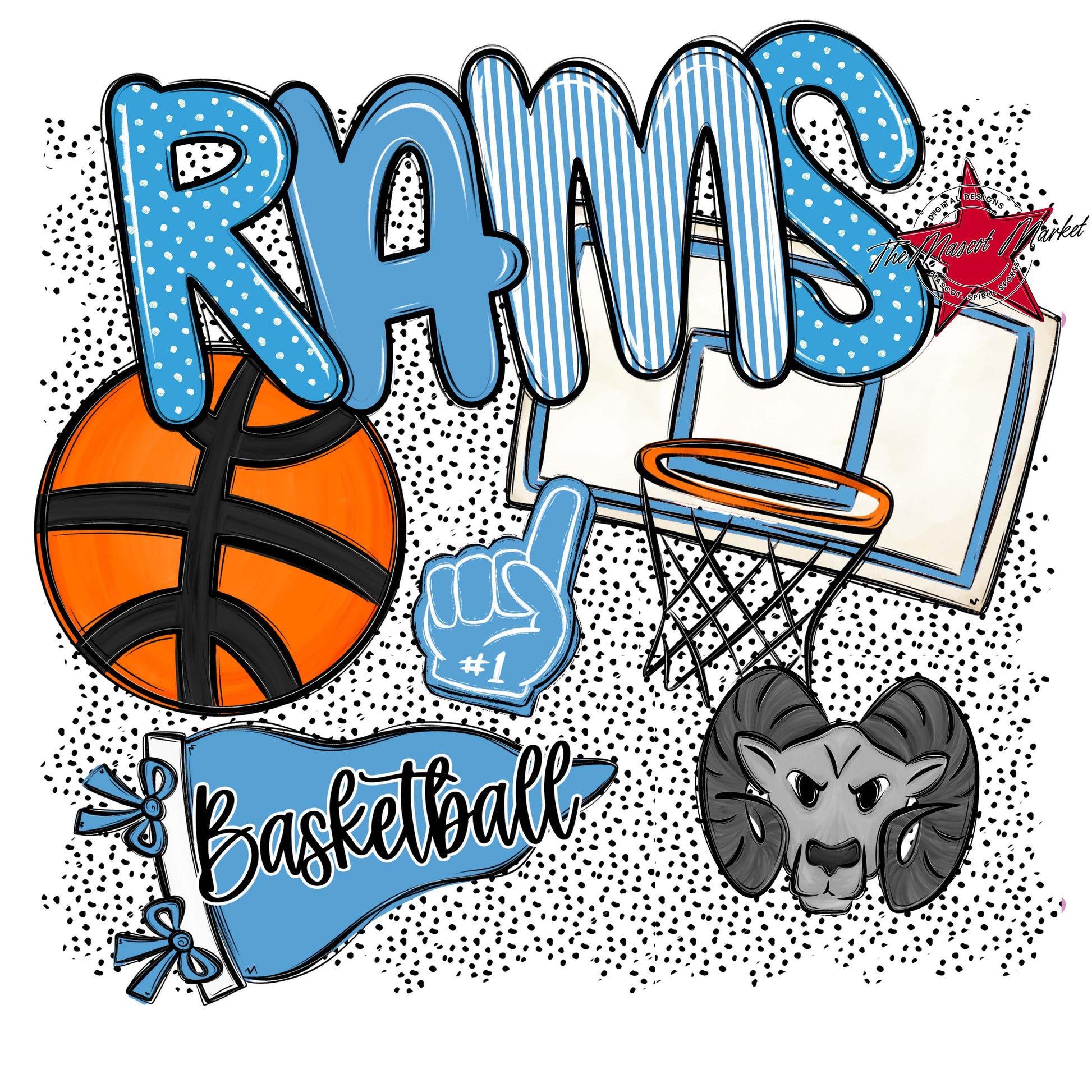 Rams Basketball Spirit-Carolina Blue
