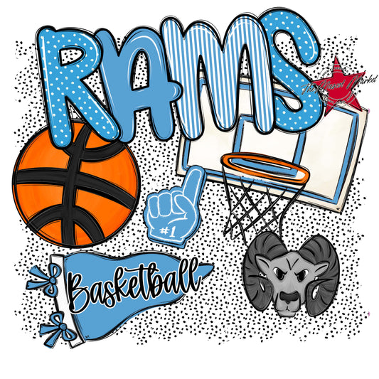 Rams Basketball Spirit-Carolina Blue