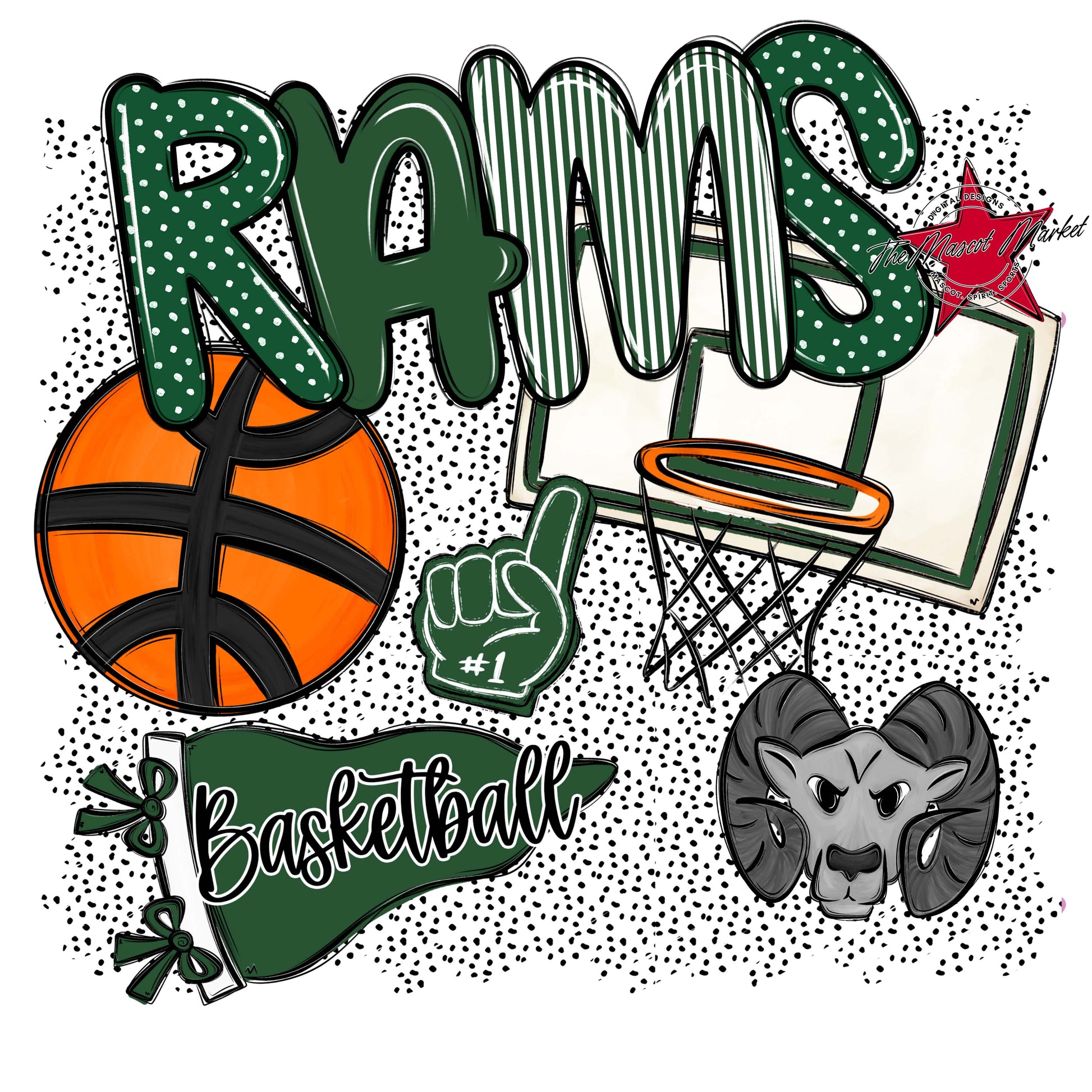 Rams Basketball Spirit-Green