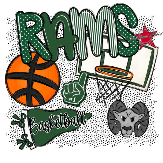 Rams Basketball Spirit-Green