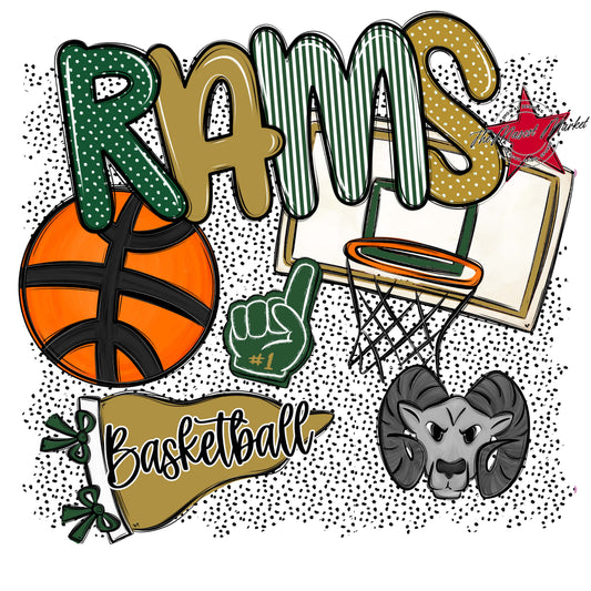 Rams Basketball Spirit-Green & Gold