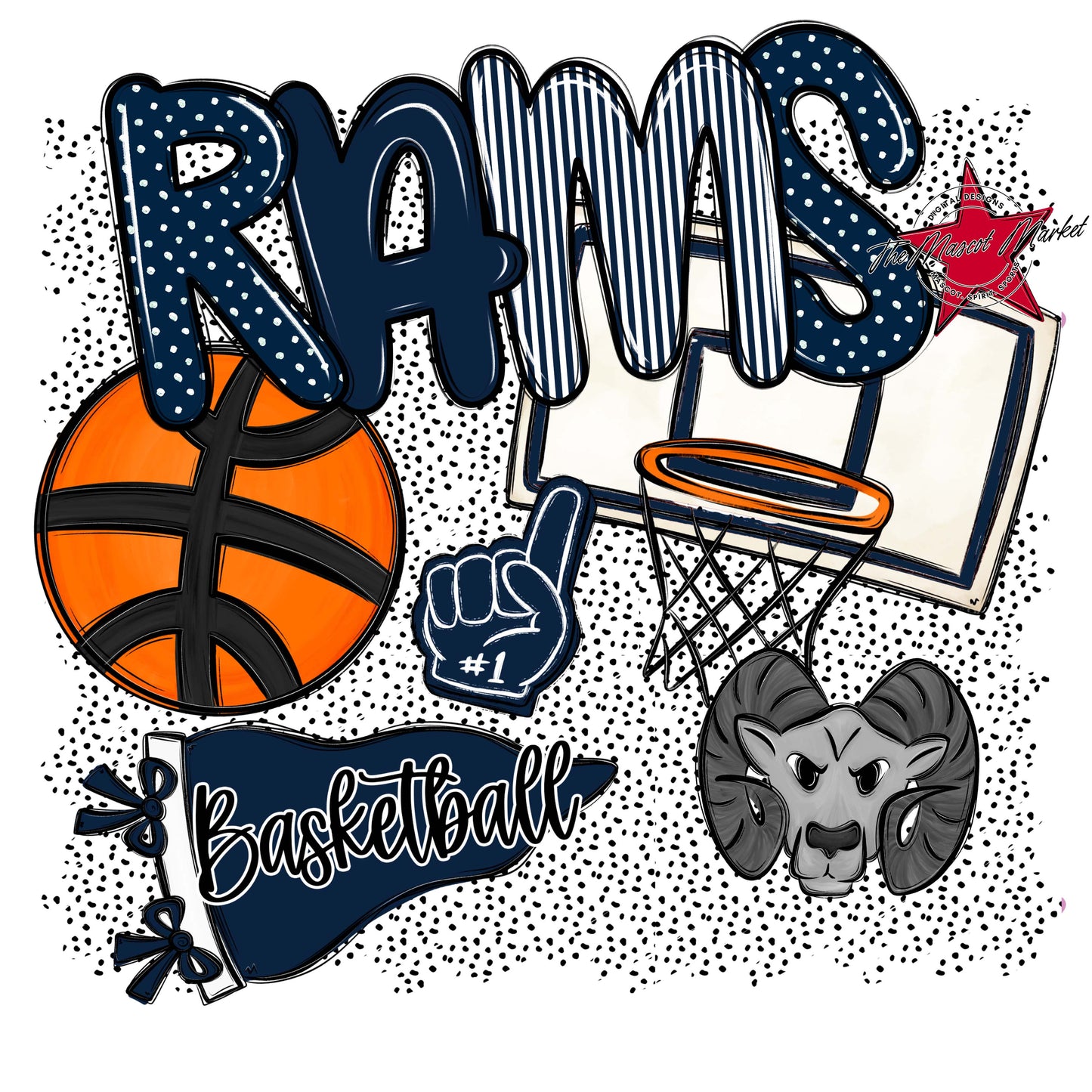 Rams Basketball Spirit-Navy
