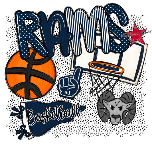 Rams Basketball Spirit-Navy