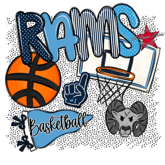 Rams Basketball Spirit-Navy & Carolina Blue