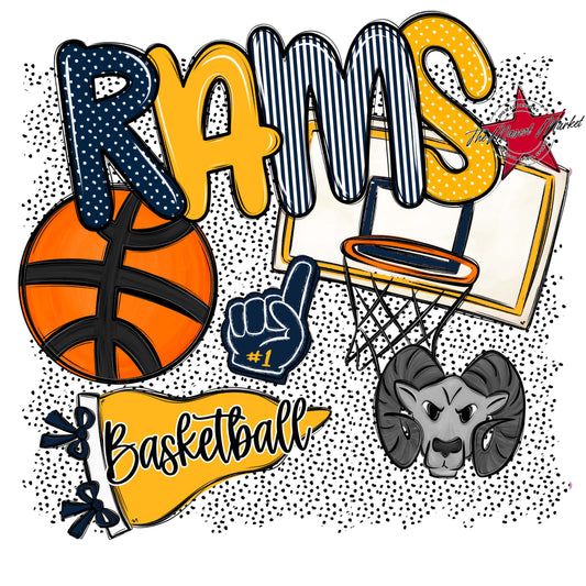 Rams Basketball Spirit-Navy & Yellow