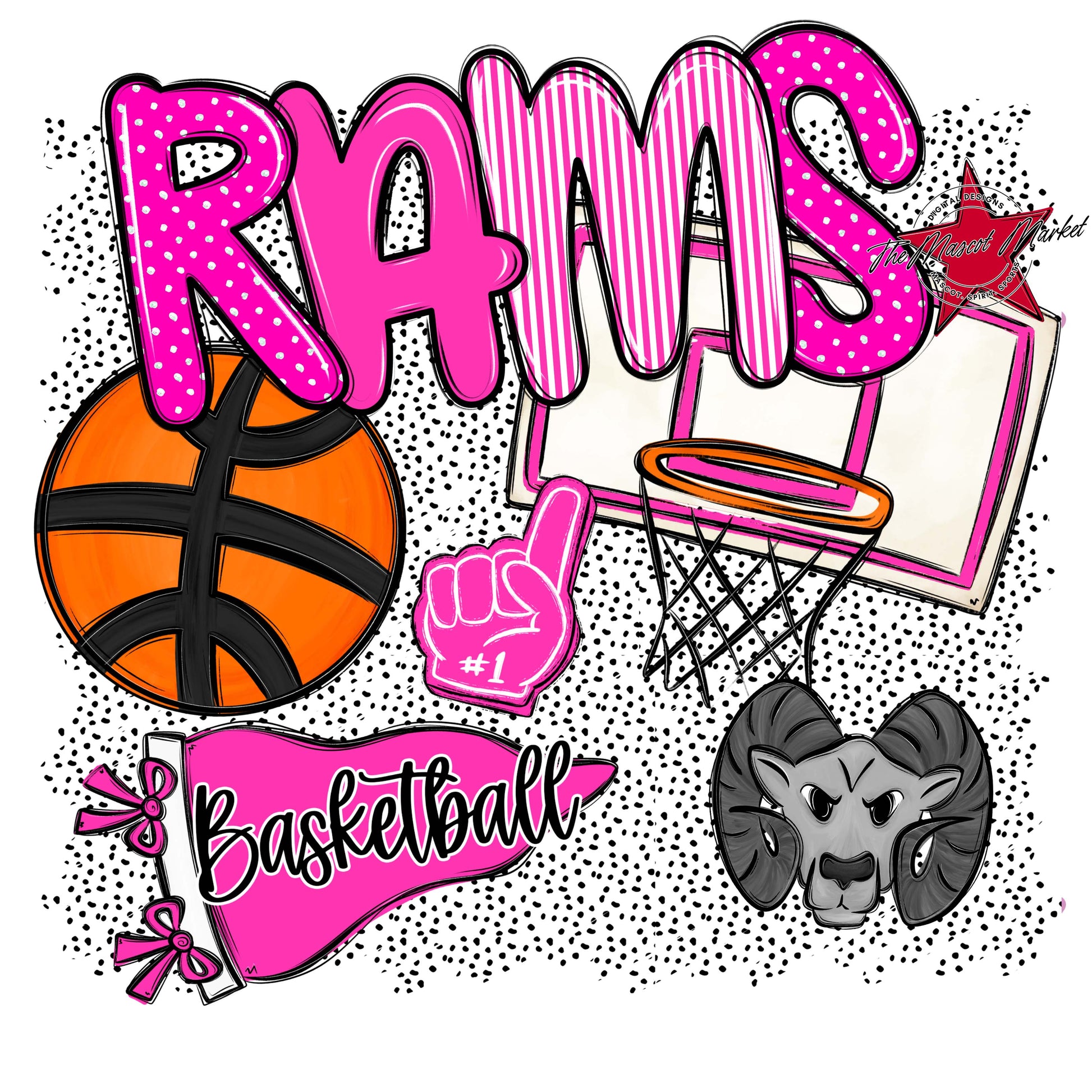 Rams Basketball Spirit-Pink